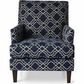 Aubrey Accent Chair in Marine Blue Moroccan Pattern Fabric